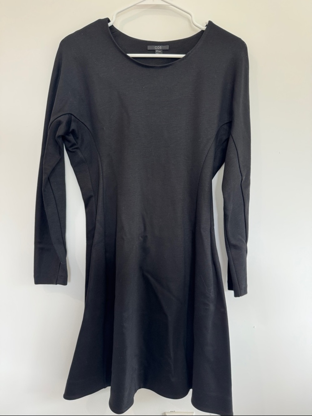 COS Black Long Sleeve Fit-and-Flare Dress